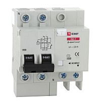 Выключатель автоматический дифференциального тока 2п 4мод. C 10А 30мА тип AC 4.5кА АД-2 | код. DA2-10-30 | EKF